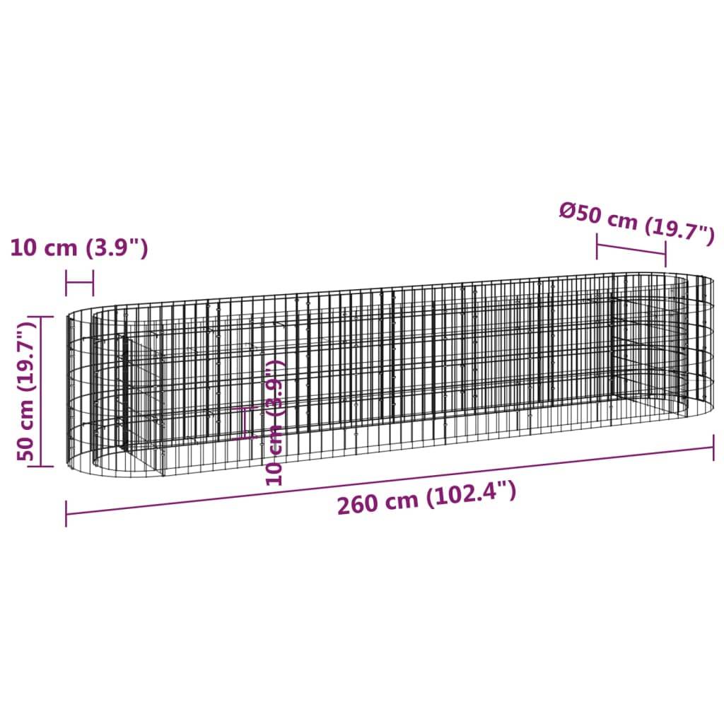 vidaXL Gabionen-Hochbeet Verzinktes Eisen 260x50x50 cm