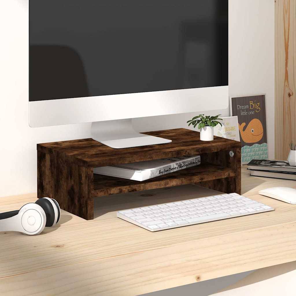 vidaXL Monitorständer Räuchereiche 42x24x13 cm Holzwerkstoff