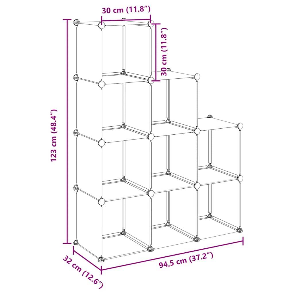 vidaXL Regalsystem mit 9 Würfeln Transparent PP
