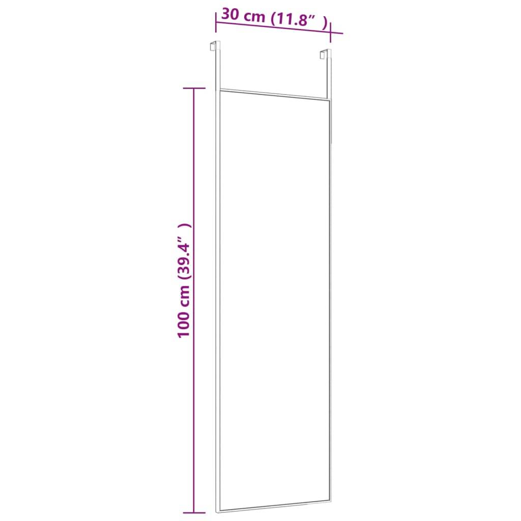 vidaXL Türspiegel Schwarz 30x100 cm Glas und Aluminium