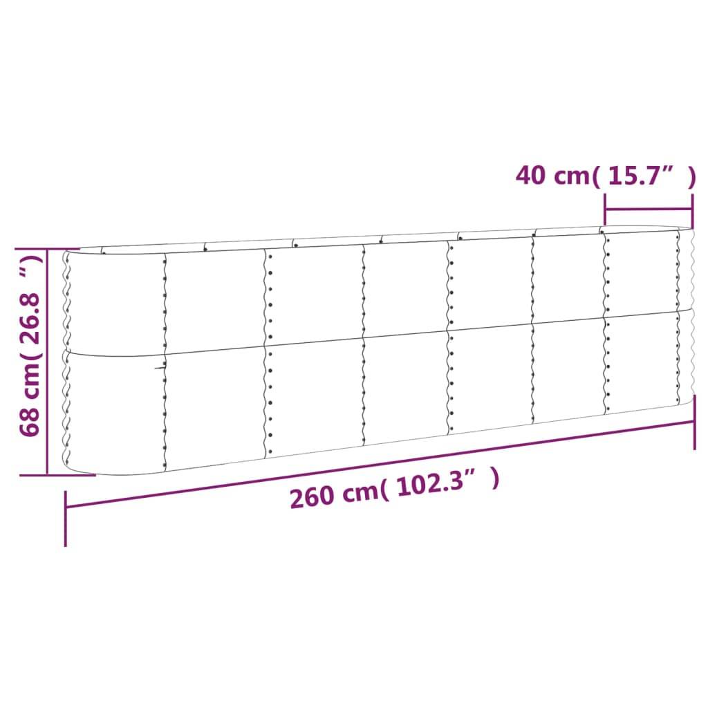 vidaXL Hochbeet Pulverbeschichteter Stahl 260x40x68 cm Braun