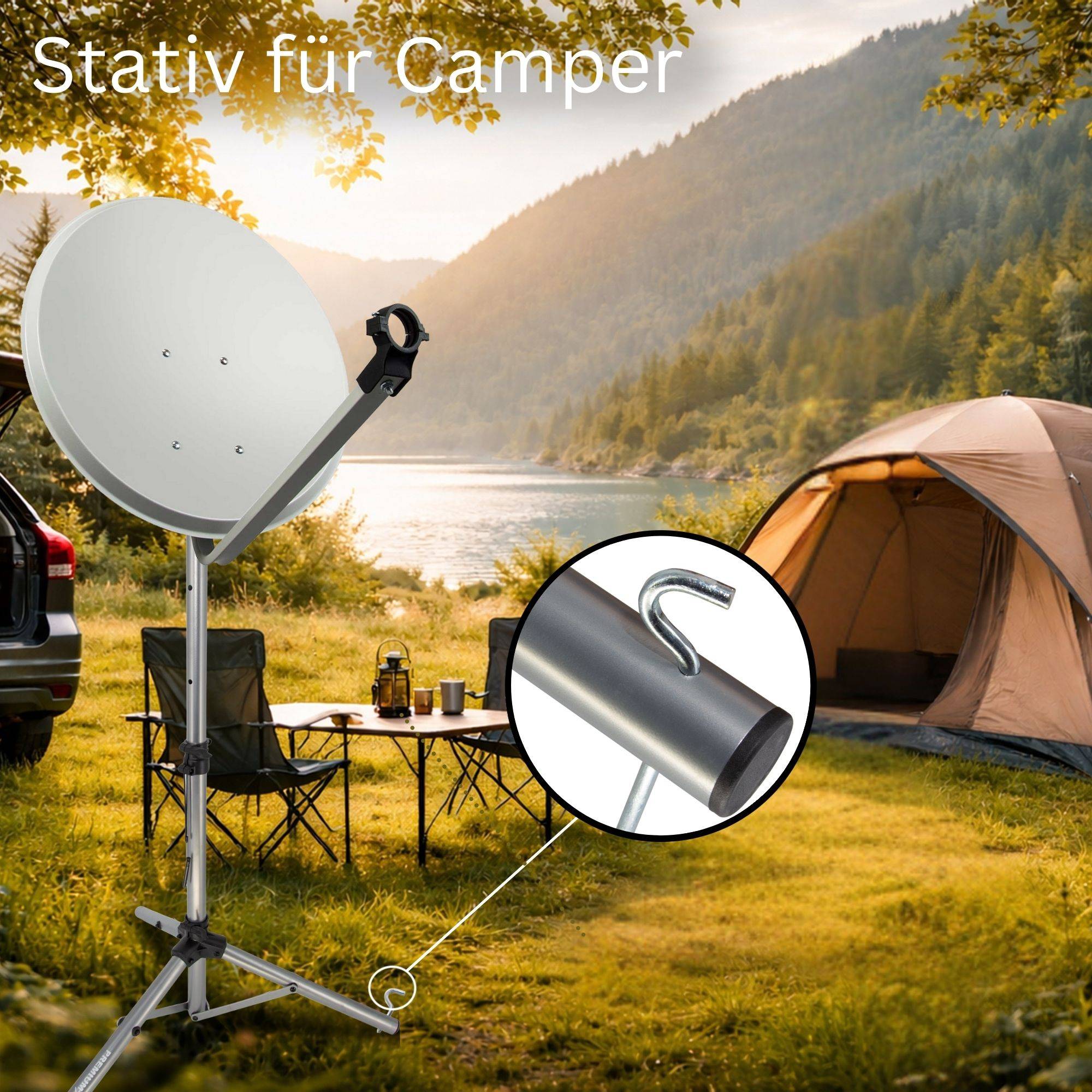 PremiumX Dreibein Stativ Alu Sat Dreibeinstativ Aluminium Tripod Ständer BalkonStänder