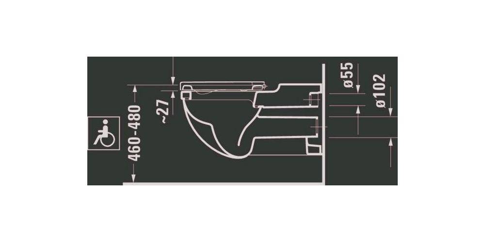 Duravit Wand-WC STARCK 3 VITAL ti 360x700mm barrierefr we