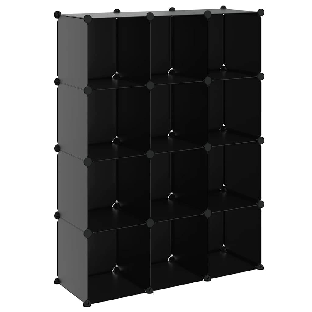 vidaXL Regalsystem mit 12 Würfeln Schwarz PP
