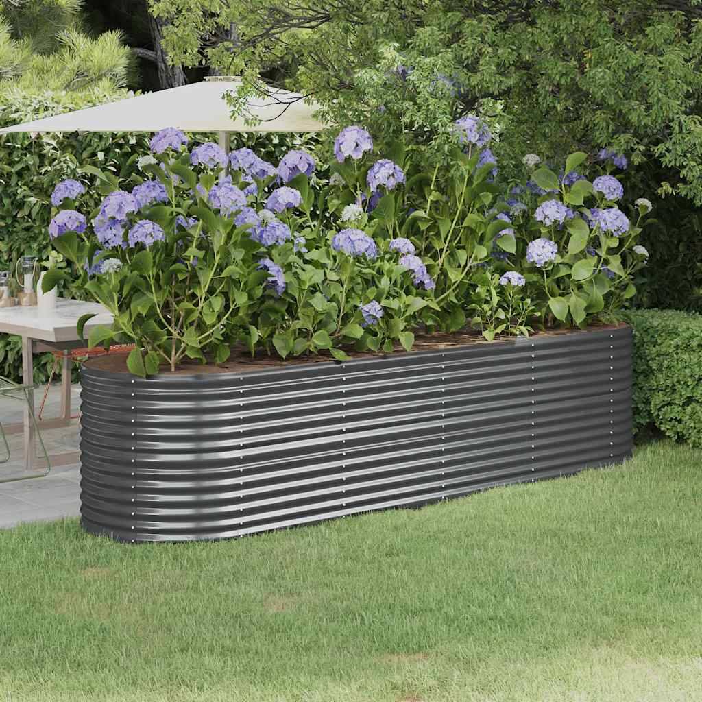 vidaXL Hochbeet Pulverbeschichteter Stahl 296x80x68 cm Anthrazit