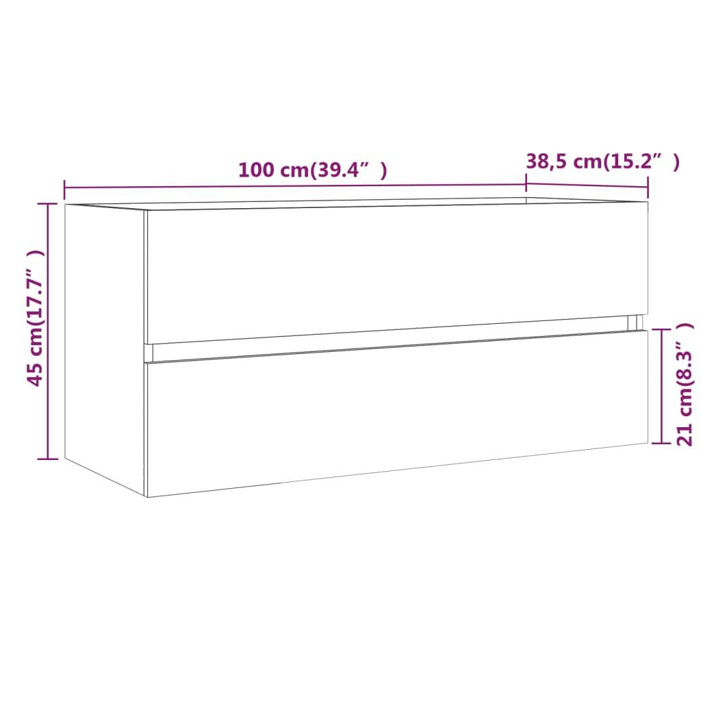 vidaXL Waschbeckenschrank Räuchereiche 100x38,5x45 cm Holzwerkstoff