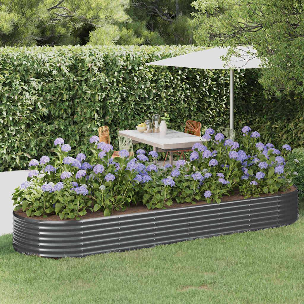 vidaXL Hochbeet Pulverbeschichteter Stahl 322x100x36 cm Anthrazit