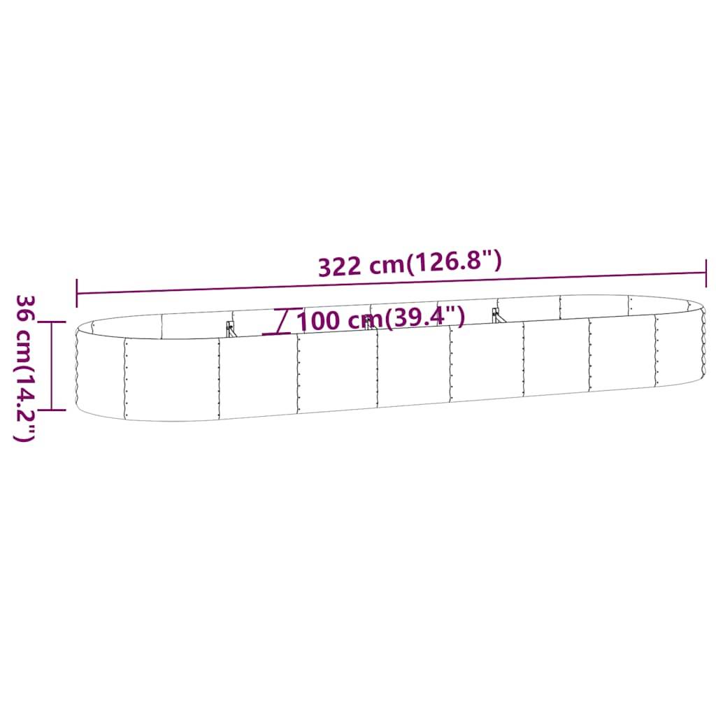 vidaXL Hochbeet Pulverbeschichteter Stahl 322x100x36 cm Anthrazit