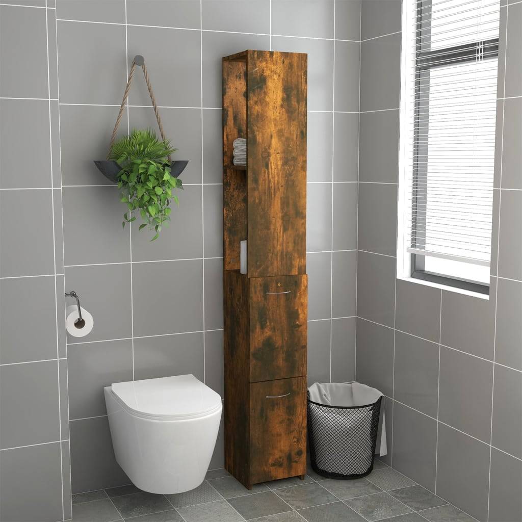 vidaXL Badschrank Räuchereiche 25x26,5x170 cm Holzwerkstoff