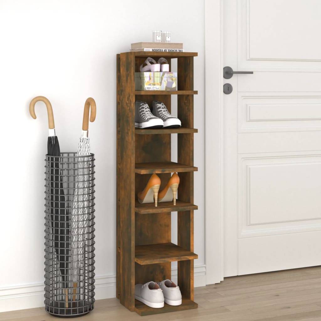 vidaXL Schuhregal Räuchereiche 27,5x27x102 cm Holzwerkstoff