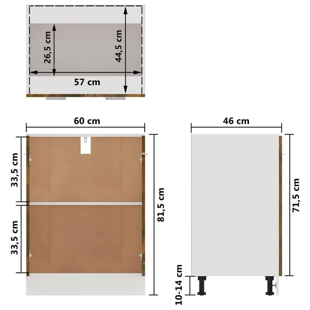 vidaXL Unterschrank Räuchereiche 60x46x81,5 cm Holzwerkstoff