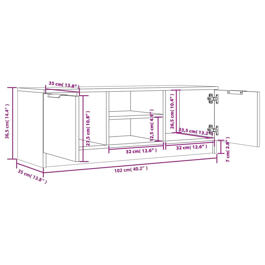 vidaXL TV-Schrank Grau Sonoma 102x35x36,5 cm Holzwerkstoff
