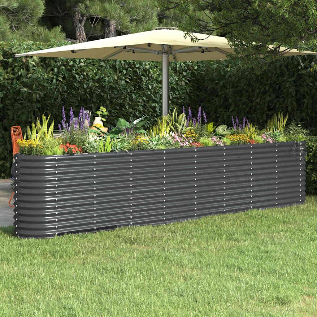 vidaXL Hochbeet Pulverbeschichteter Stahl 332x40x68 cm Anthrazit
