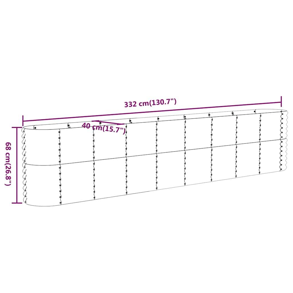 vidaXL Hochbeet Pulverbeschichteter Stahl 332x40x68 cm Anthrazit