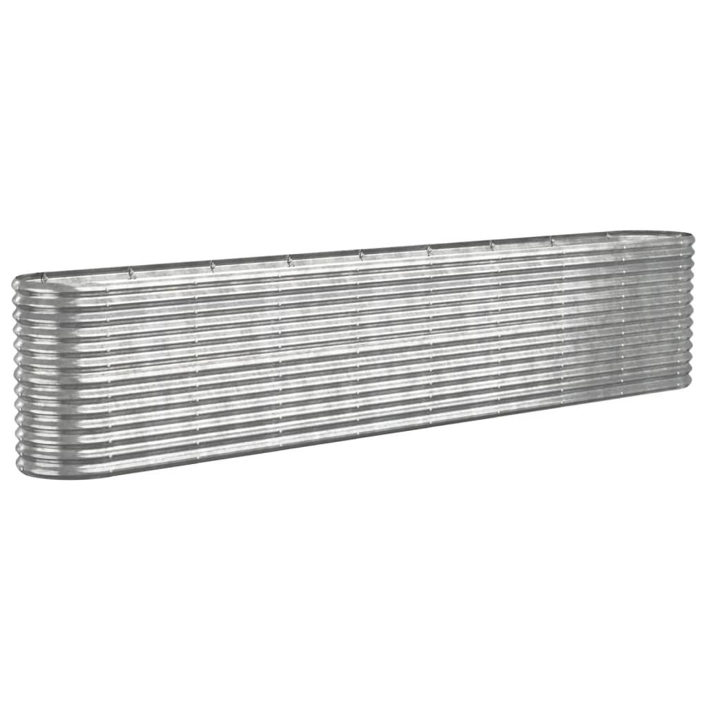 vidaXL Hochbeet Pulverbeschichteter Stahl 332x40x68 cm Silbern