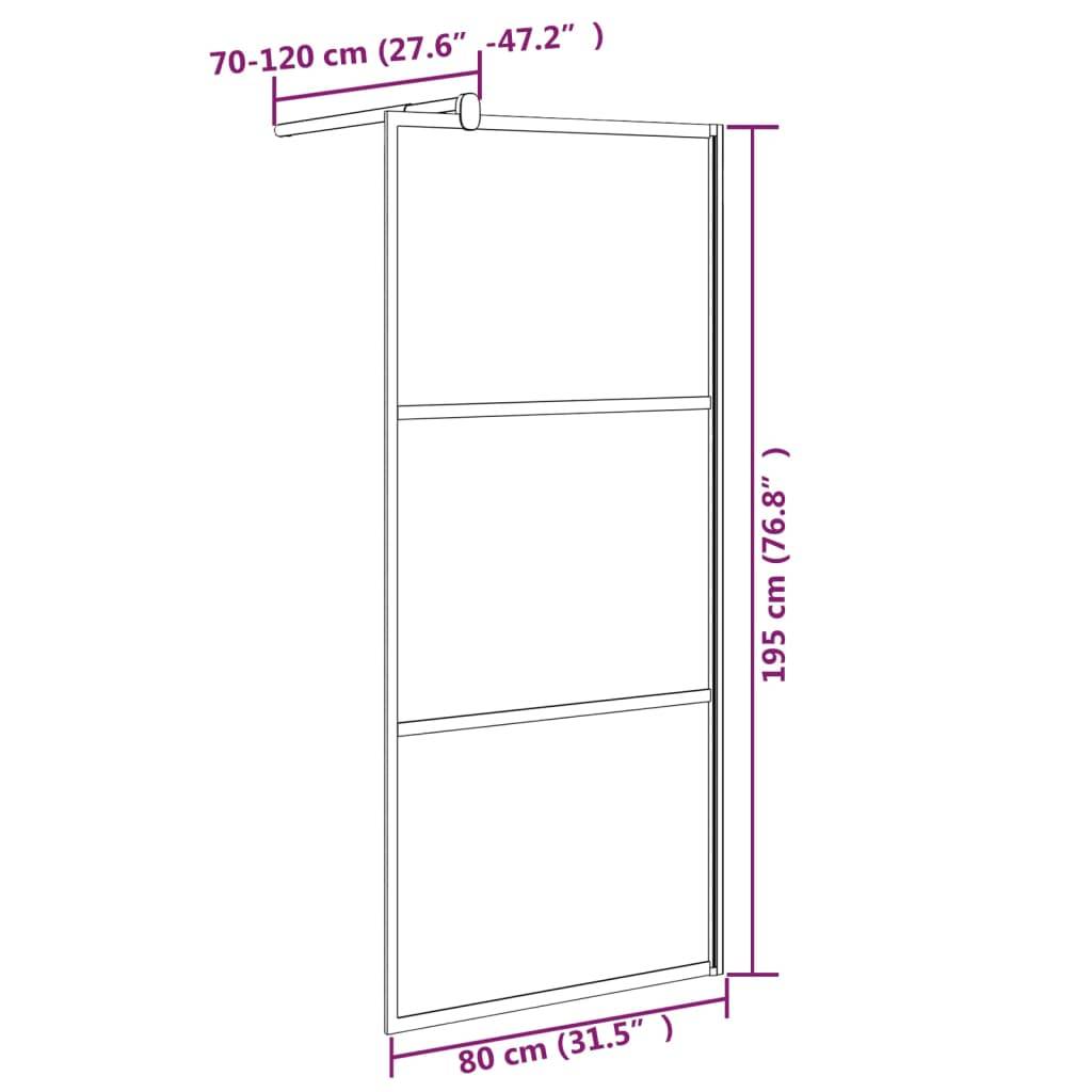 vidaXL Duschwand für Walk-In Dusche 80x195 cm ESG Mattiert Schwarz