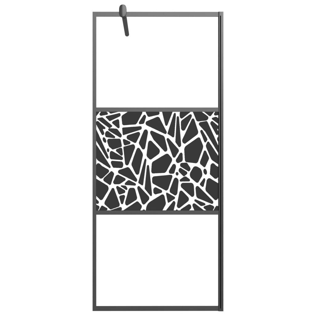 vidaXL Duschwand für Walk-In Dusche 80x195 cm ESG Steindesign Schwarz