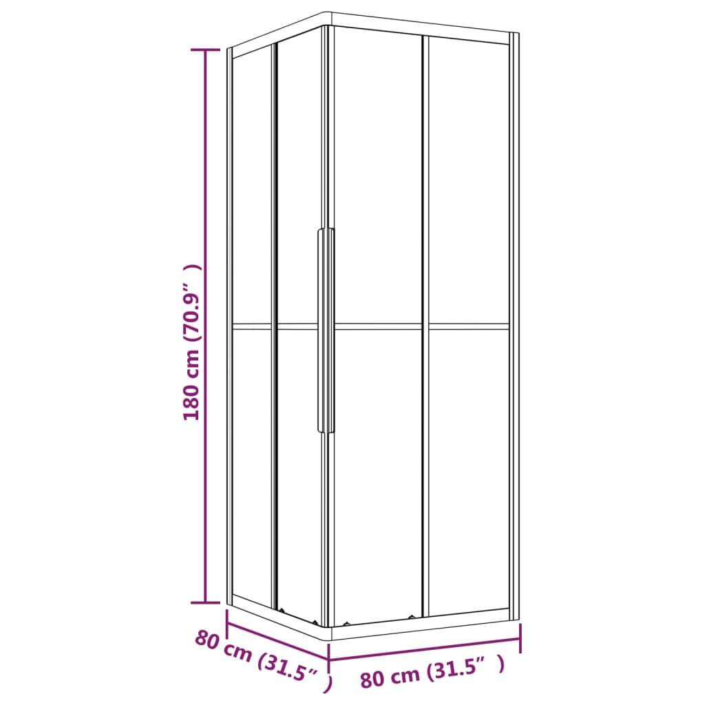 vidaXL Duschkabine mit Streifen ESG 80x80x180 cm Schwarz