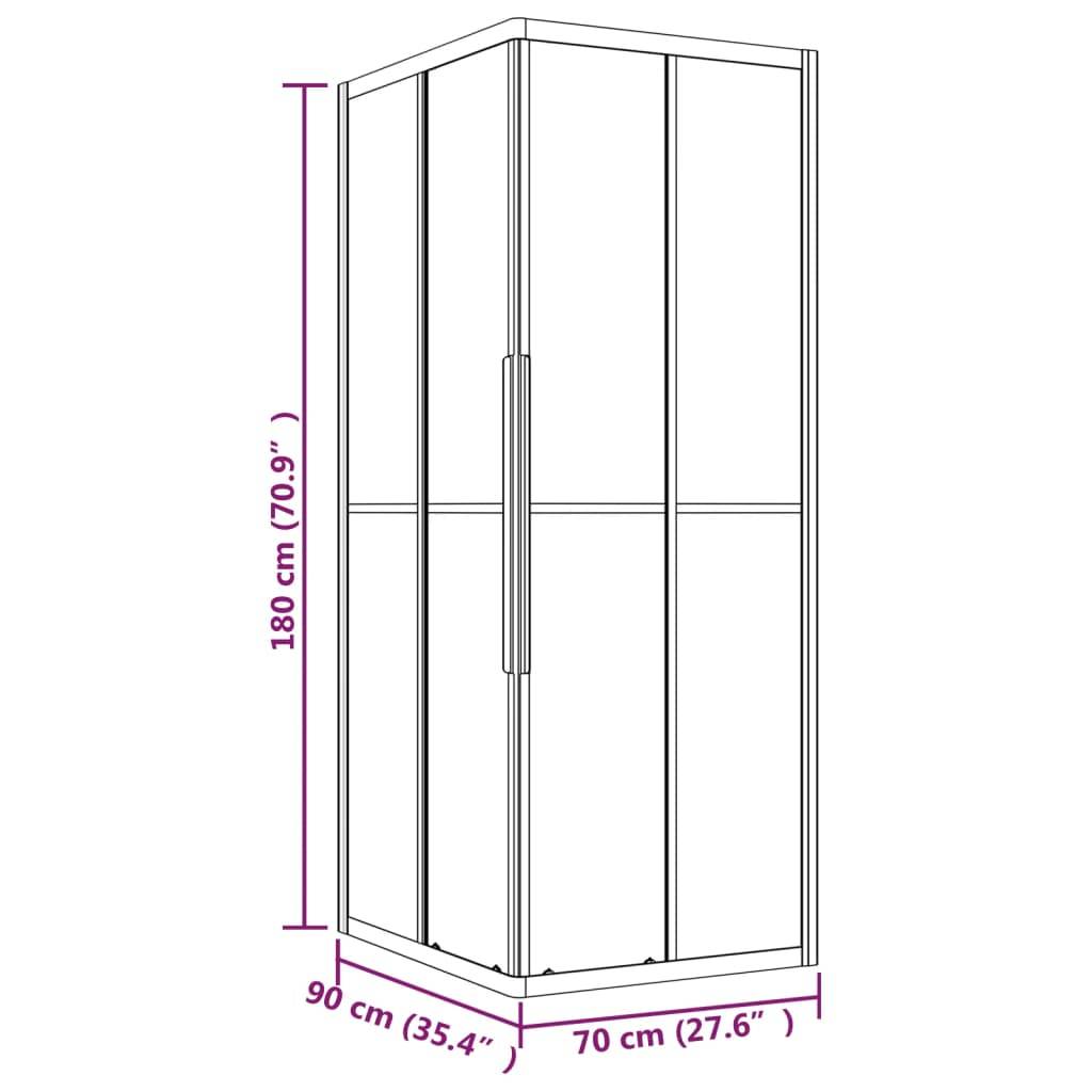 vidaXL Duschkabine mit Streifen ESG 90x70x180 cm Schwarz