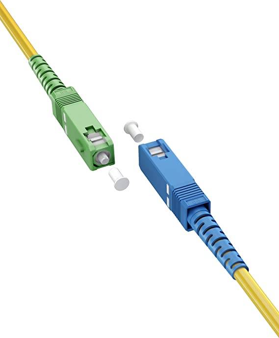 Goobay 59657 Glasfaserkabel FTTH Singlemode OS2 Simplex 100 Gbit/s SC-APC auf SC-UPC Patchkabel halogenfrei Gelb 0.50 m