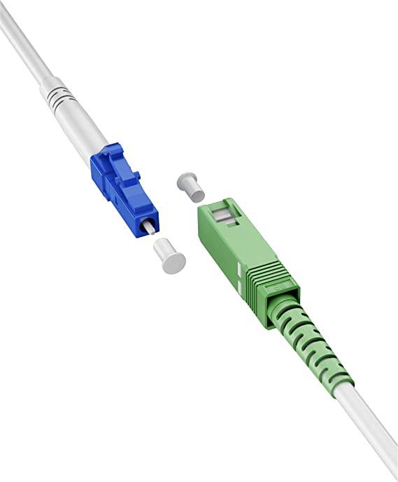 Goobay 59616 Glasfaserkabel FTTH Singlemode OS2 Simplex 100 Gbit/s SC-APC auf LC-UPC Patchkabel halogenfrei Weiß 30.00 m