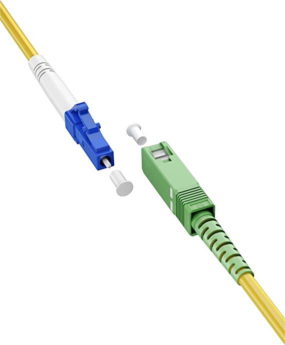 Goobay 59647 Glasfaserkabel FTTH Singlemode OS2 Simplex 100 Gbit/s SC-APC auf LC-UPC Patchkabel halogenfrei Gelb, 0.50 m