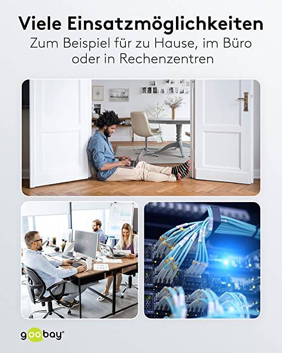 Goobay 59612 Glasfaserkabel FTTH Singlemode OS2 Simplex 100 Gbit/s SC-APC auf LC-UPC Patchkabel halogenfrei Weiß 10.00 m