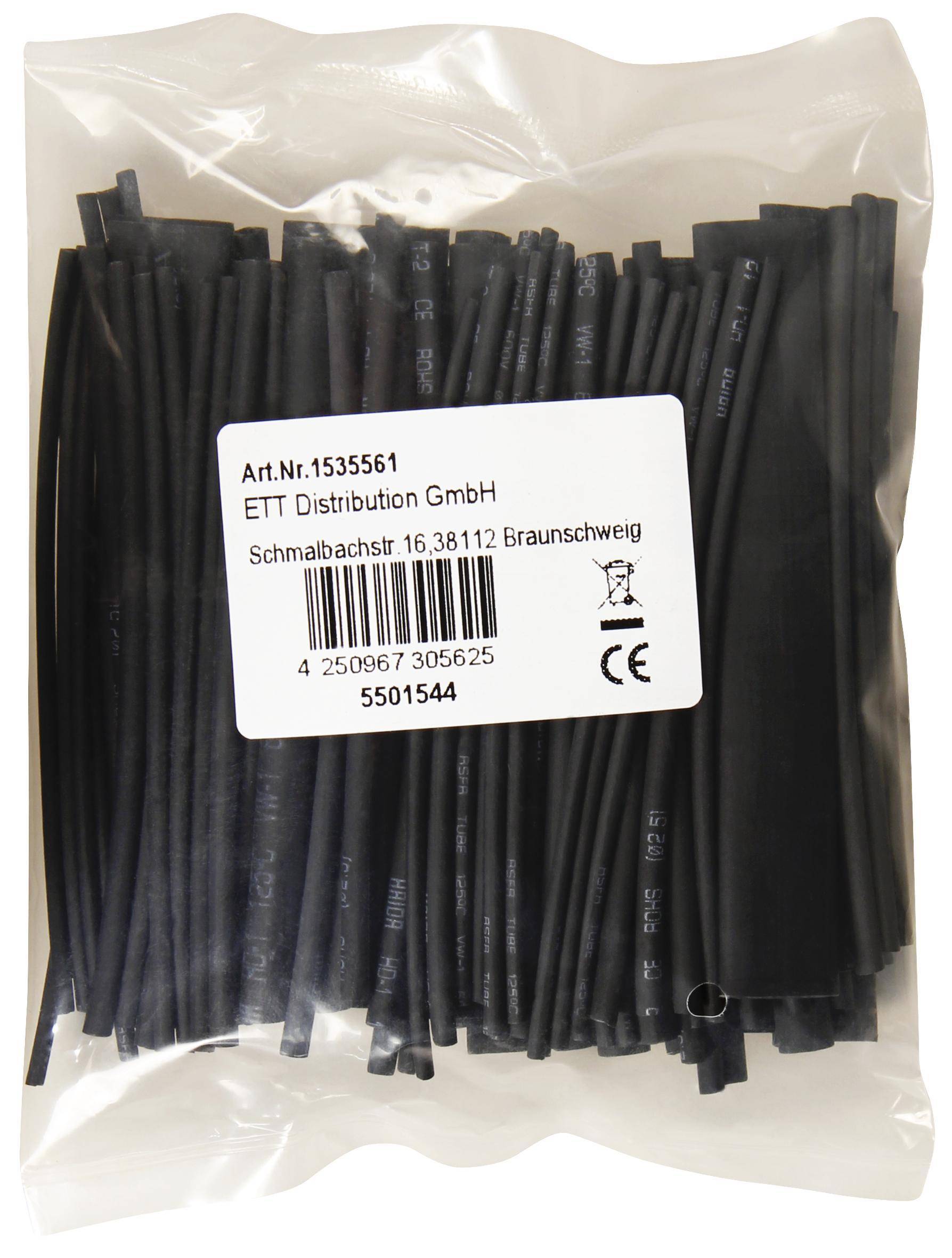 Schrumpfschlauch-Set, 100-teilig, schwarz