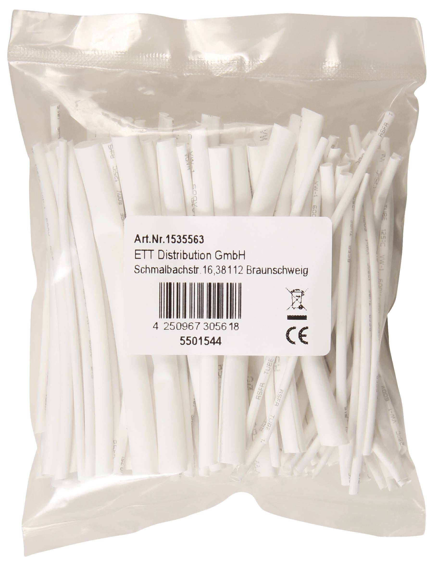 Schrumpfschlauch-Set, 100-teilig, weiß