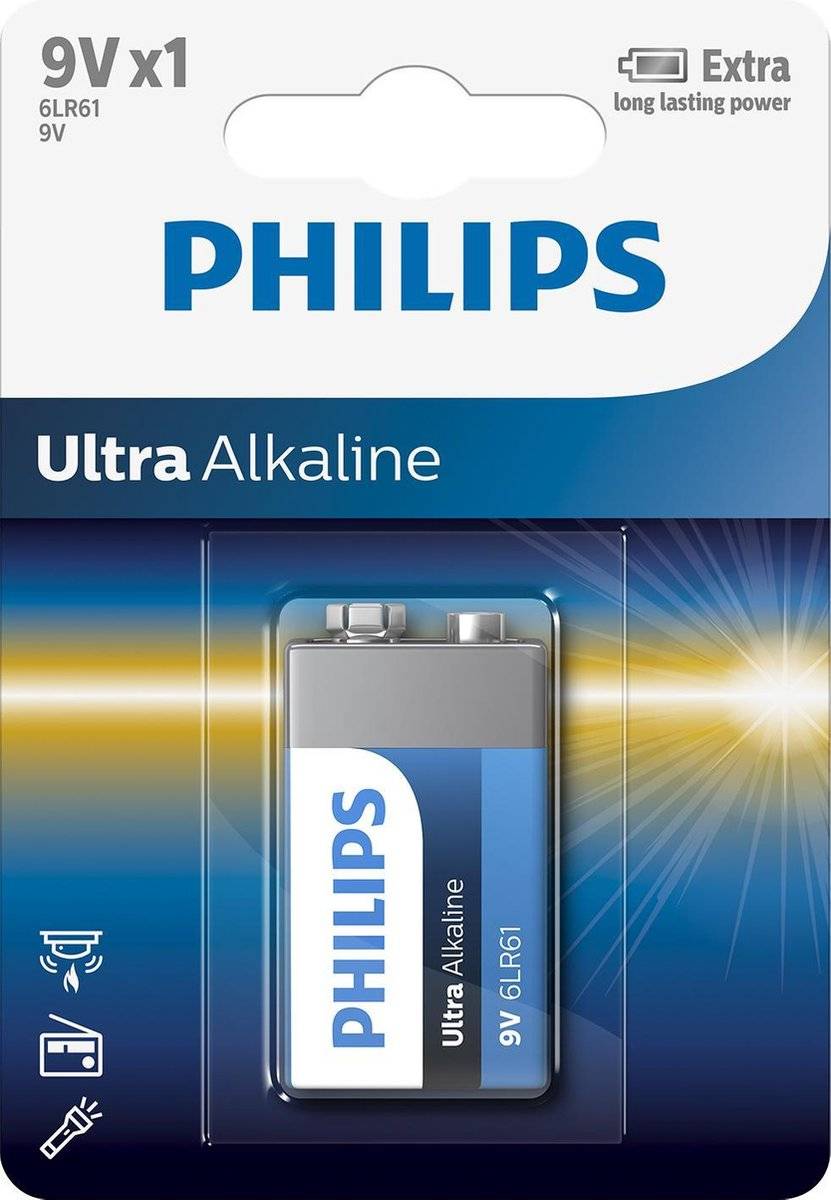 Philips Ultra Alkaline Batterie 6LR61E1B/10