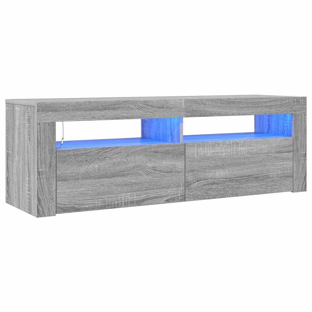vidaXL TV-Schrank mit LED-Leuchten Grau Sonoma 120x35x40 cm