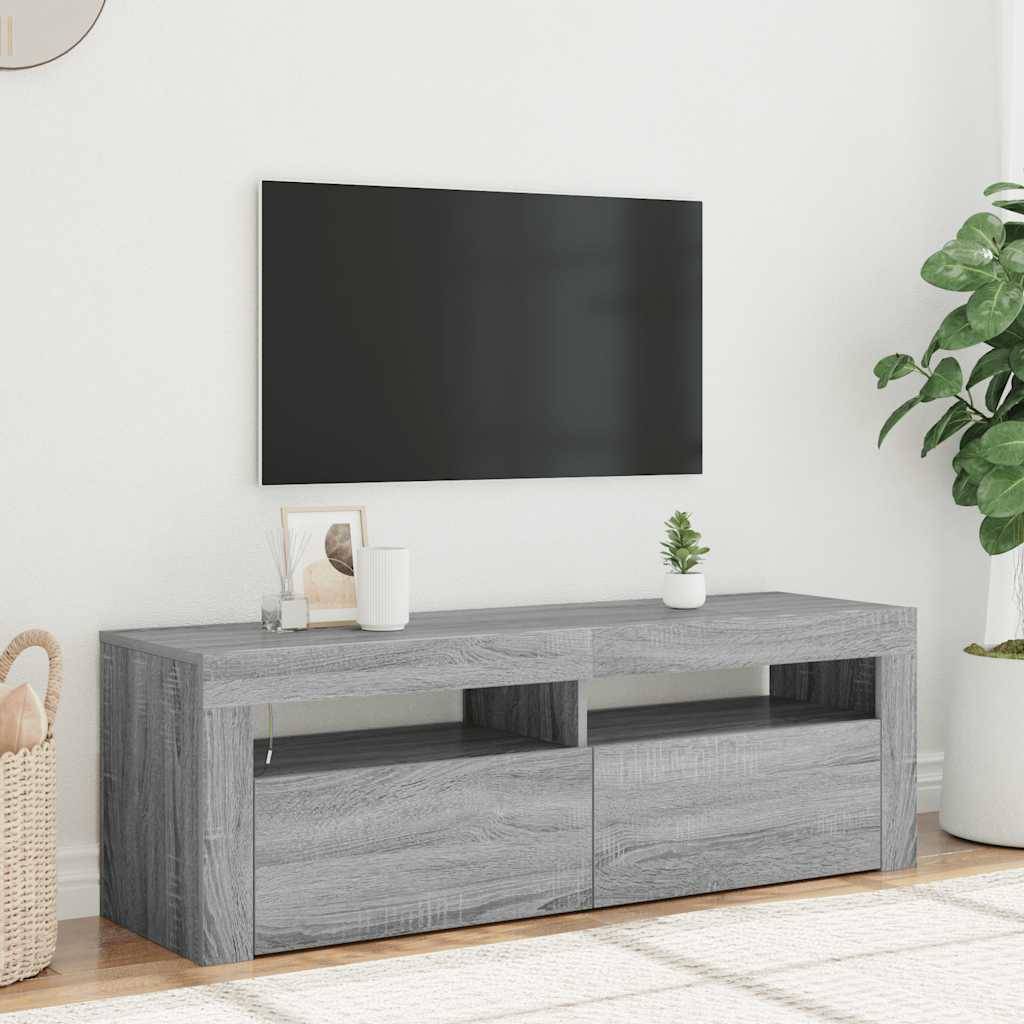 vidaXL TV-Schrank mit LED-Leuchten Grau Sonoma 120x35x40 cm