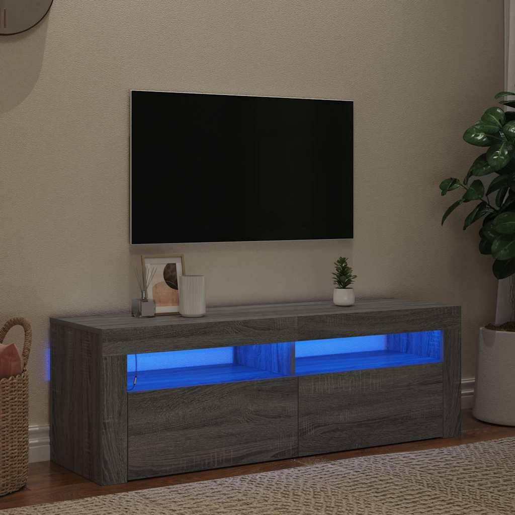 vidaXL TV-Schrank mit LED-Leuchten Grau Sonoma 120x35x40 cm