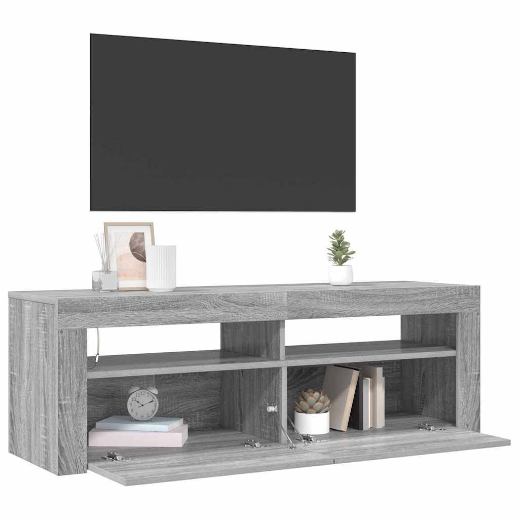 vidaXL TV-Schrank mit LED-Leuchten Grau Sonoma 120x35x40 cm