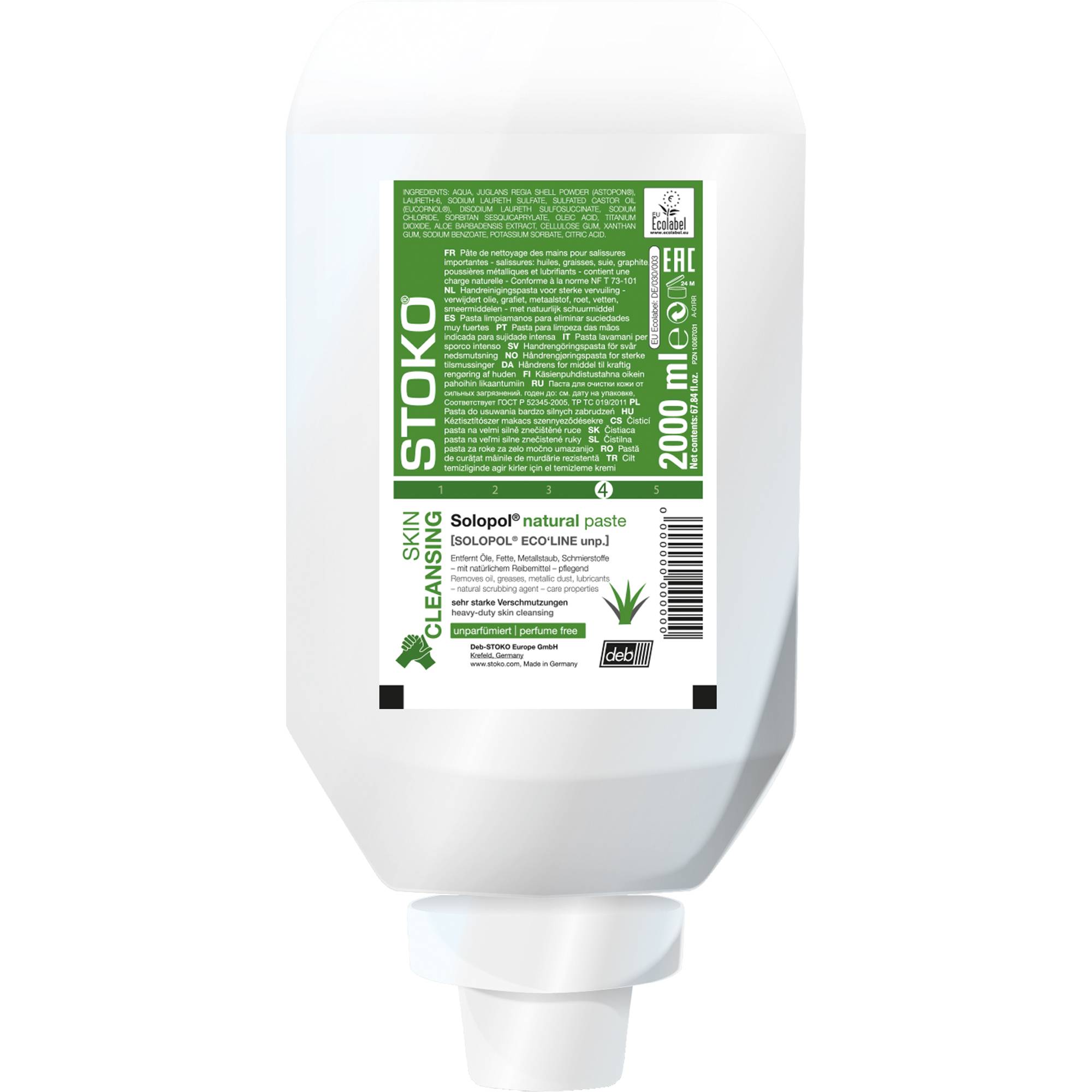 SC Johnson PROFESSIONAL Handwaschpaste Solopol® natural dermatologisch getestet nicht parfümiert 5,2 Softflasche Kunststoff 2l