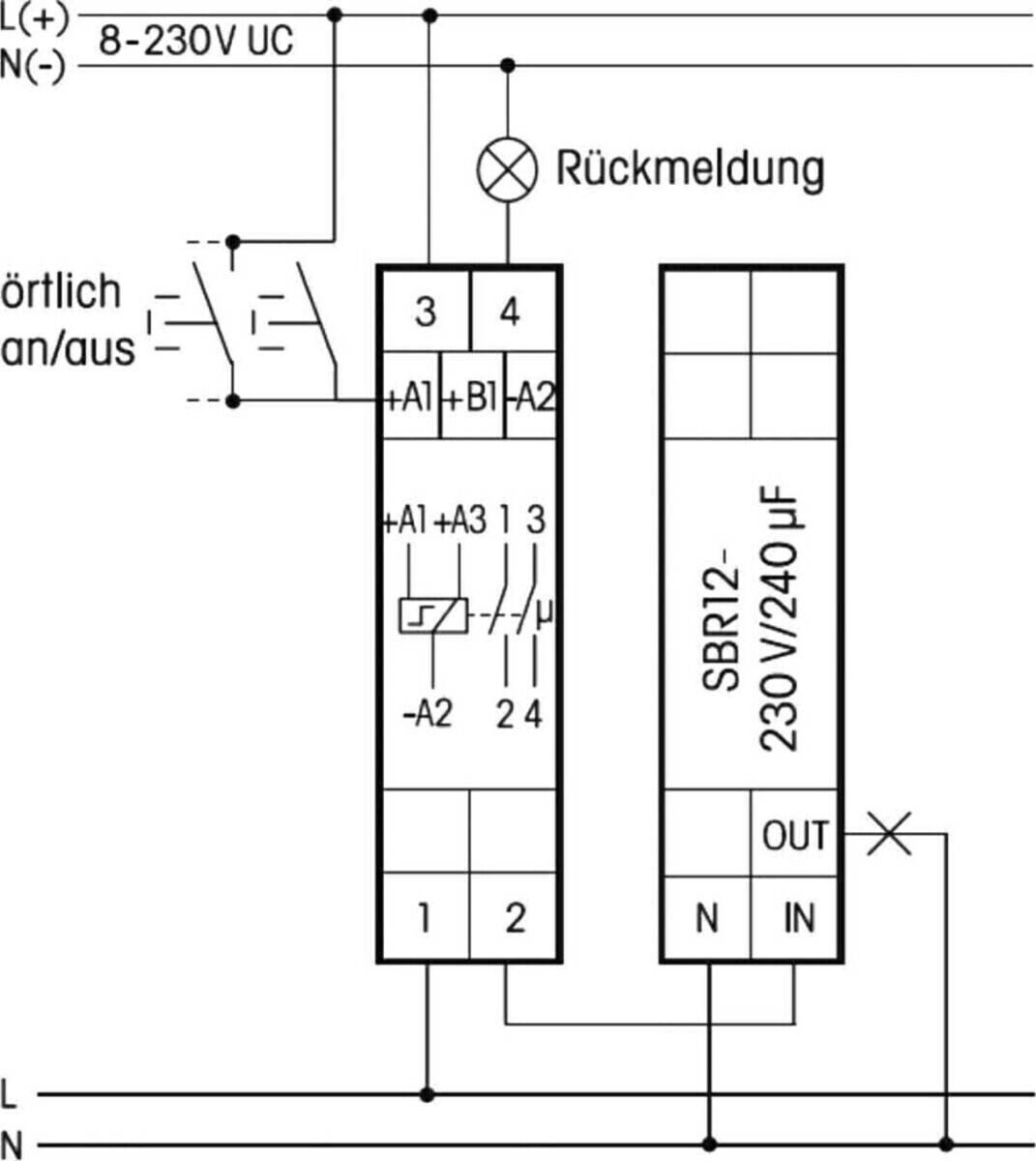 Eltako 22100430 Strombegrenzungsrelais kapazitiv 230V/240 Mikrofarad. 1 Schließer 16A/250V AC Blau