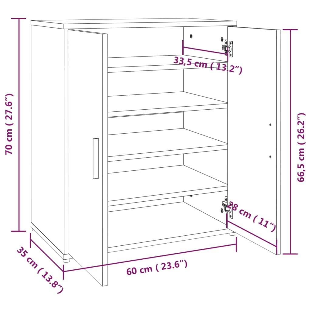 vidaXL Schuhschrank Grau Sonoma 60x35x70 cm Holzwerkstoff