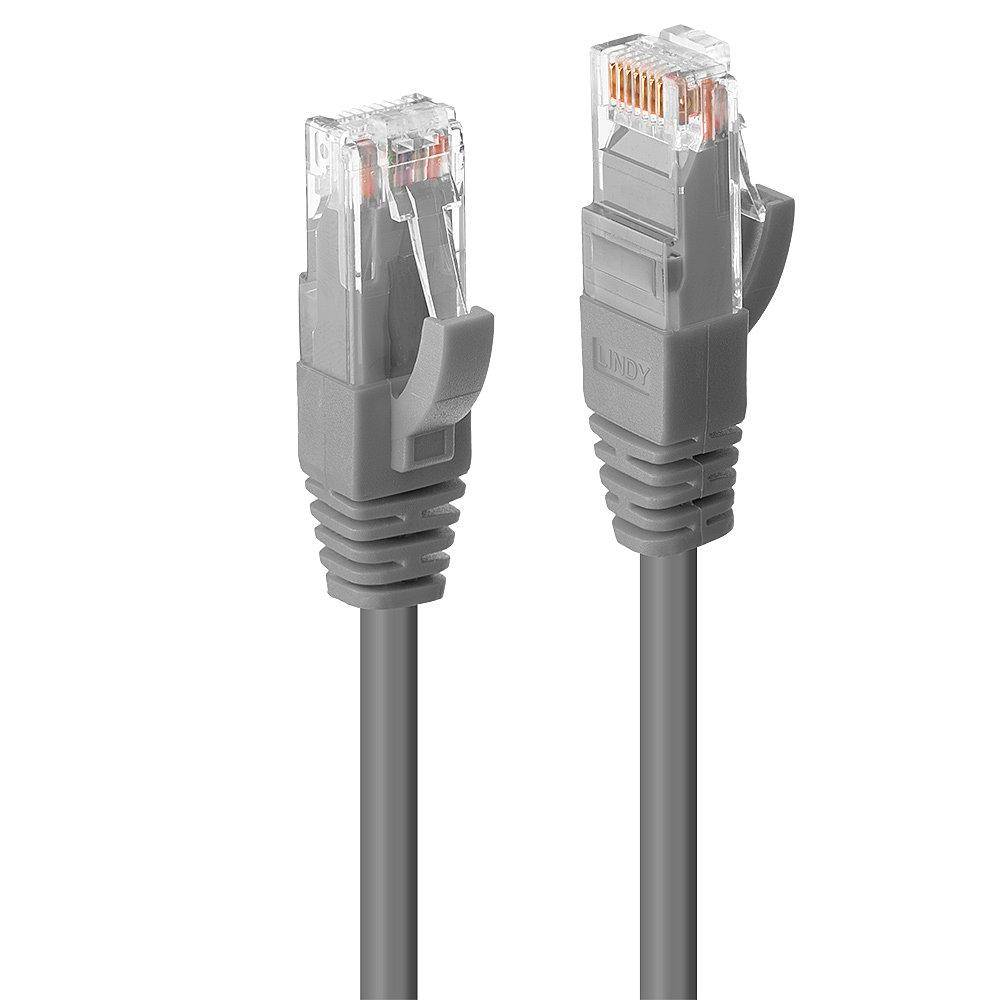 LINDY 45400 RJ45 Netzwerkkabel, Patchkabel CAT 6 U/UTP 0.30 m Grau mit Rastnasenschutz 1 St.