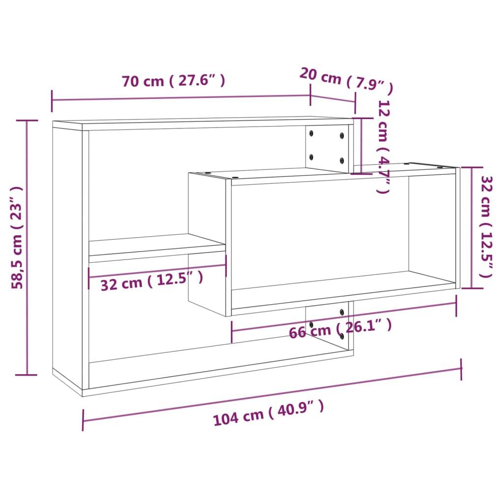 vidaXL Wandregal Grau Sonoma 104x20x58,5 cm Holzwerkstoff
