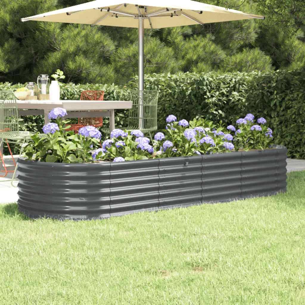 vidaXL Hochbeet Pulverbeschichteter Stahl 224x80x36 cm Anthrazit