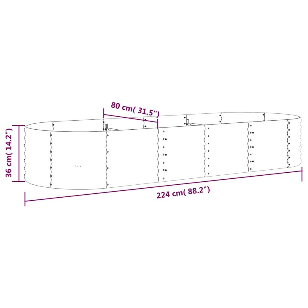 vidaXL Hochbeet Pulverbeschichteter Stahl 224x80x36 cm Anthrazit