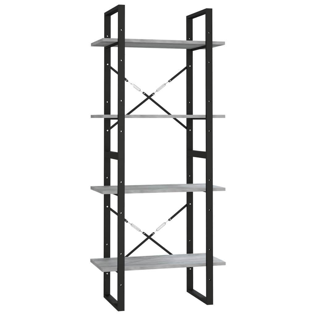 vidaXL Bücherregal 4 Fächer Grau Sonoma 60x30x140 cm Holzwerkstoff