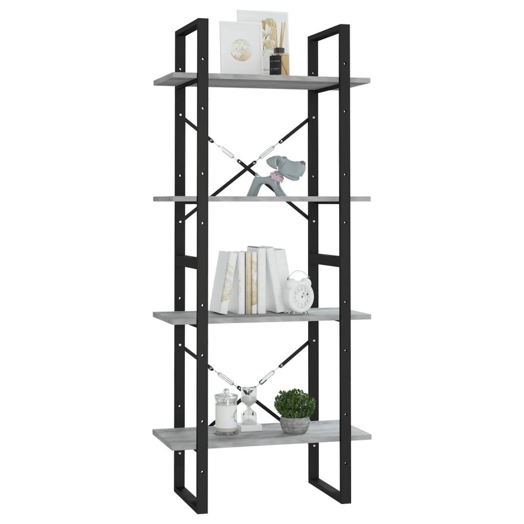 vidaXL Bücherregal 4 Fächer Grau Sonoma 60x30x140 cm Holzwerkstoff