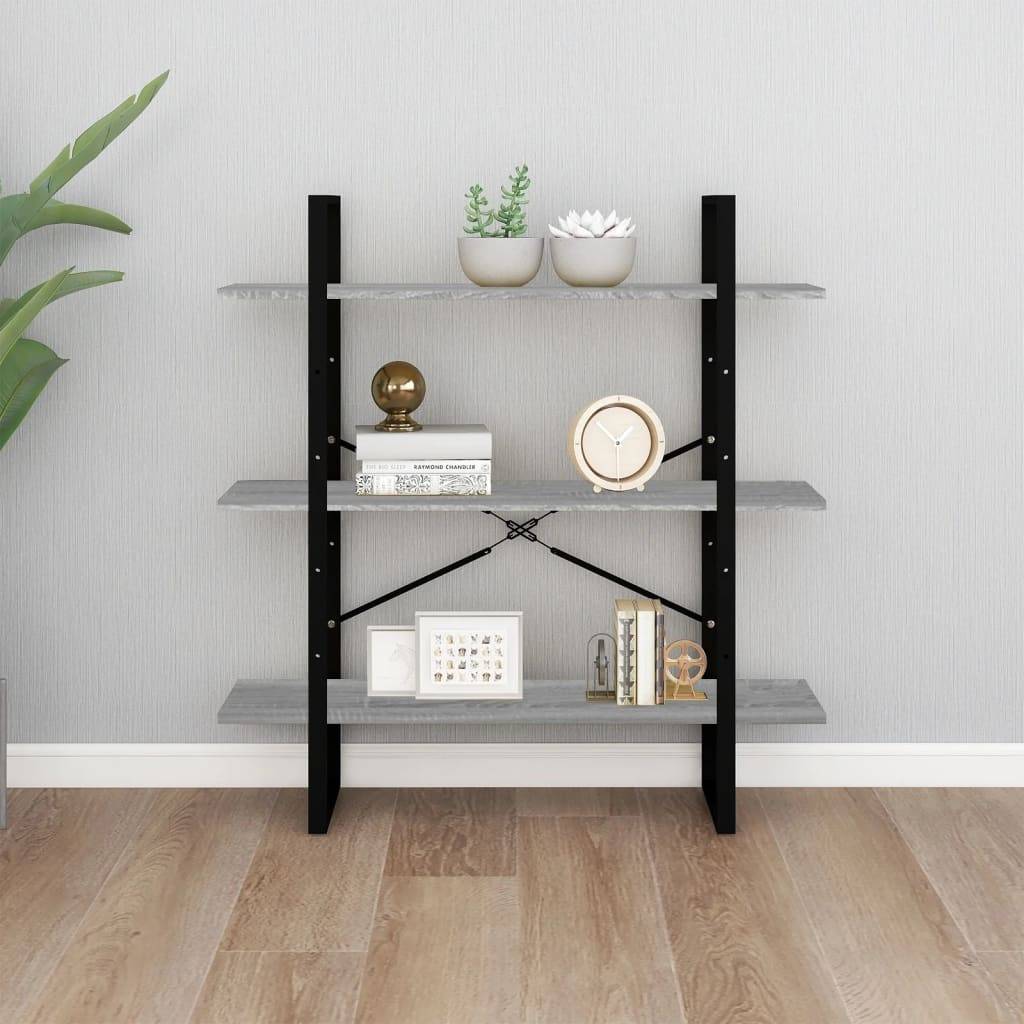 vidaXL Bücherregal Grau Sonoma 100x30x105 cm Holzwerkstoff