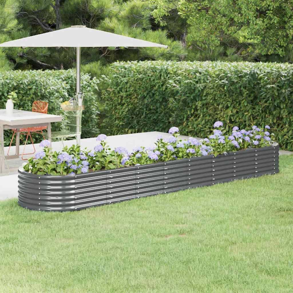 vidaXL Hochbeet Pulverbeschichteter Stahl 368x80x36 cm Anthrazit
