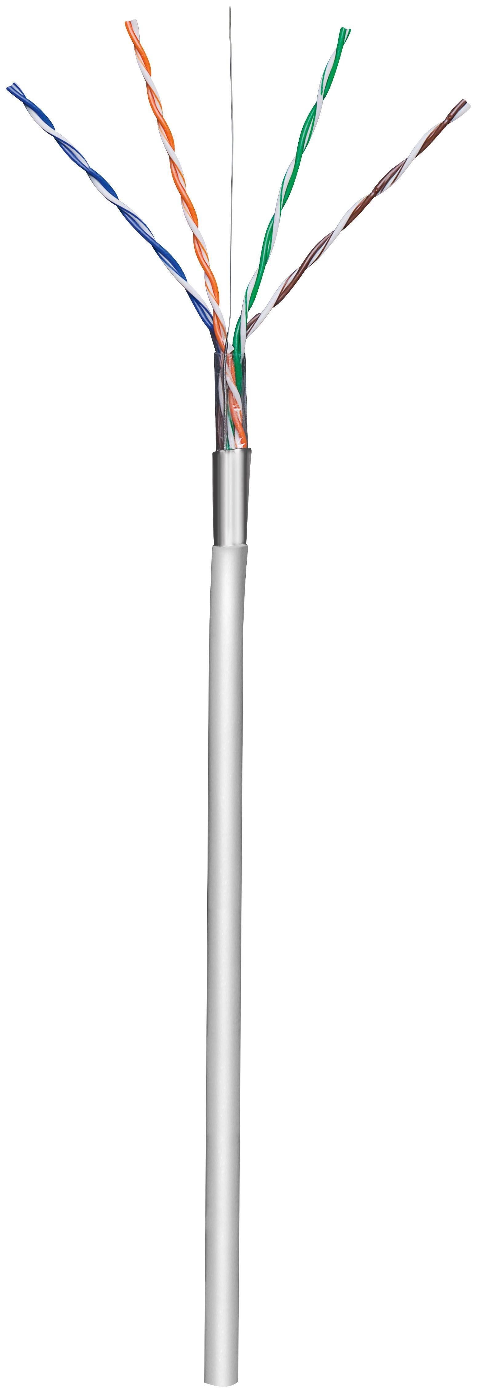 CAT 5e Netzwerkkabel, F/UTP, Grau, 100 m - CCA Kupfergemisch, AWG 24/1 (solid), PVC