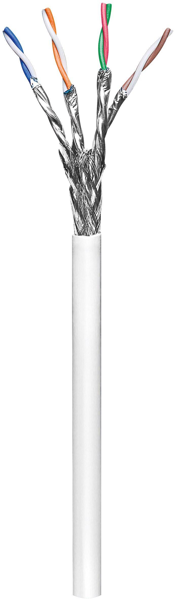 CAT 6 Netzwerkkabel, S/FTP (PiMF), Weiß, 305 m - CCA Kupfergemisch, AWG 23/1 (solid), PVC