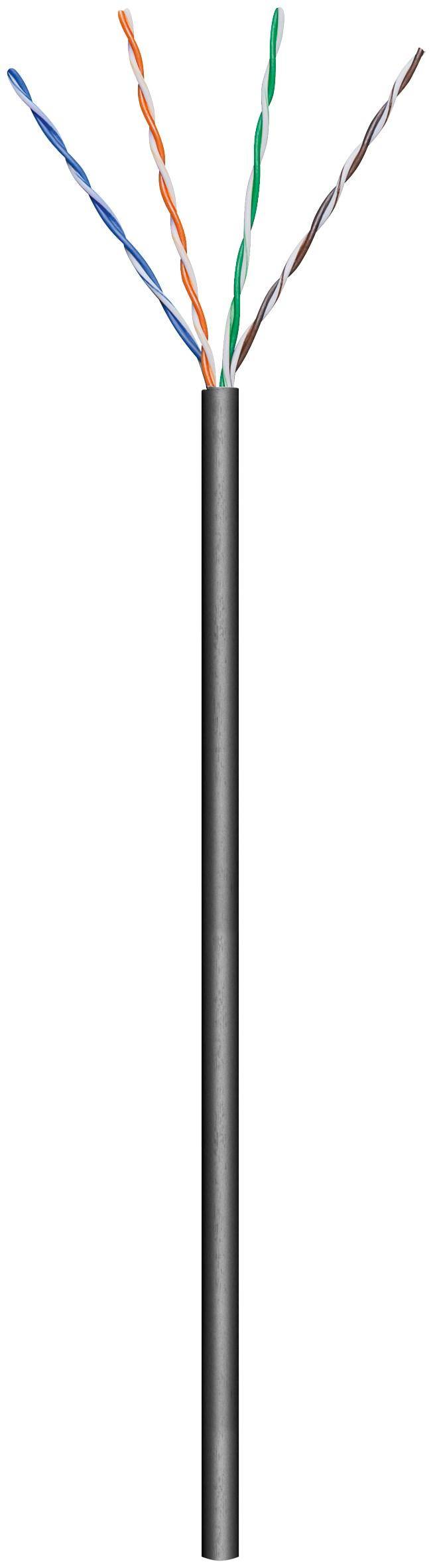 CAT 6 Outdoor Netzwerkkabel, U/UTP, Schwarz, 100 m - CCA, AWG 24/7 (stranded), PE