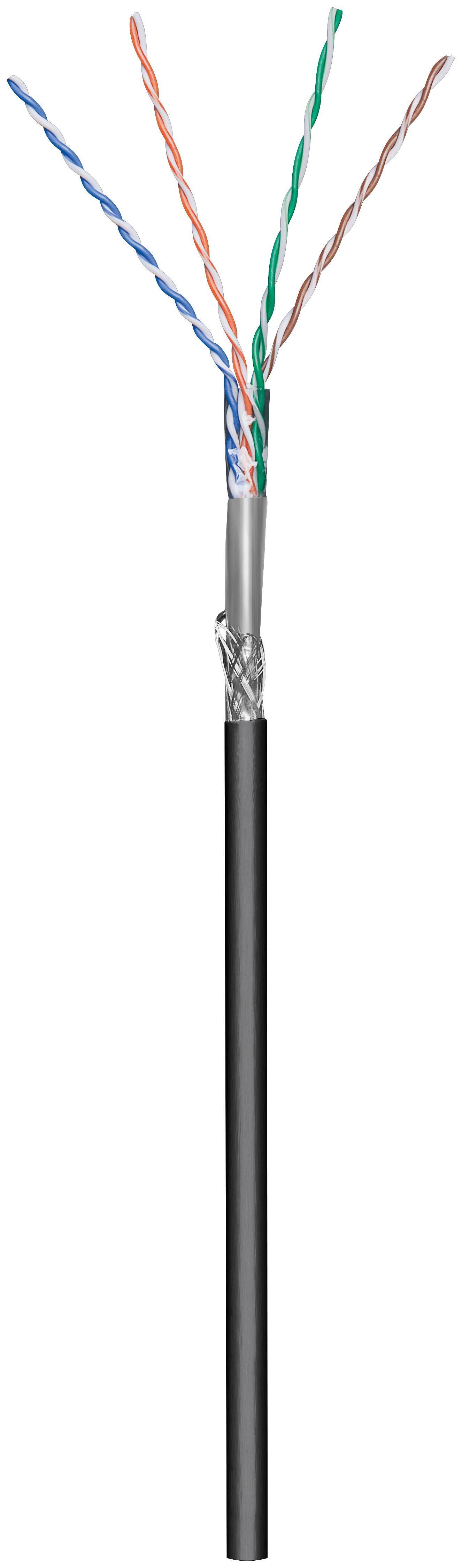 CAT 5e Outdoor Netzwerkkabel, SF/UTP, Schwarz, 100 m - CCA Kupfergemisch, AWG 24/1 (solid), PE