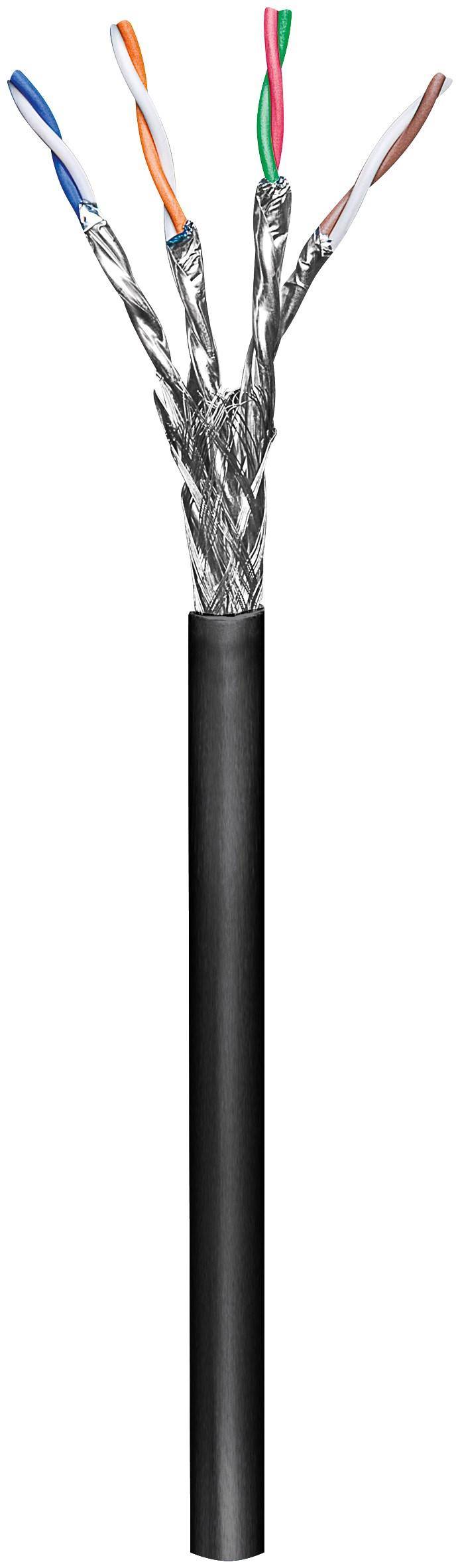 CAT 6 Outdoor Netzwerkkabel, S/FTP (PiMF), Schwarz, 100 m - CCA Kupfergemisch, AWG 27/7 (stranded), PE